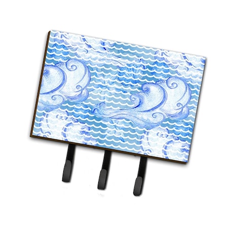 Jensendistributionservices Beach Watercolor Abstract Waves Leash or Key Holder, 6 x 2 x 9 in. MI1717074